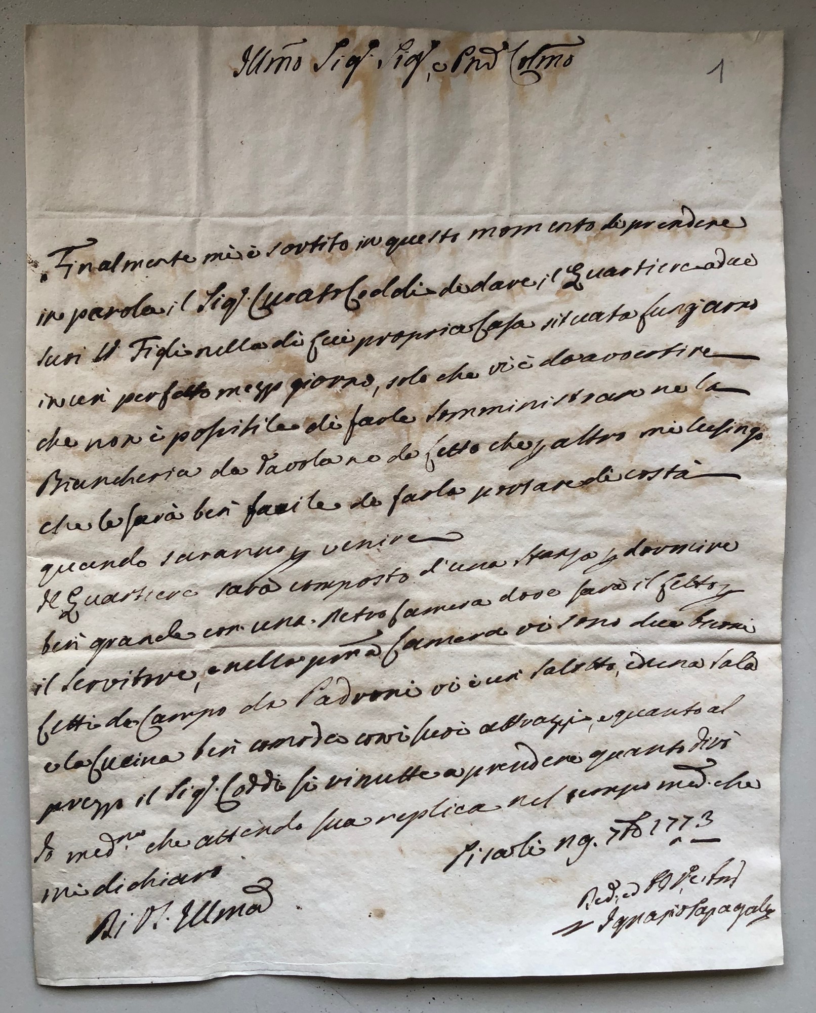 Ignazio Papagalli  sue lettere
